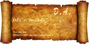 Dér Anikó névjegykártya