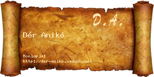 Dér Anikó névjegykártya